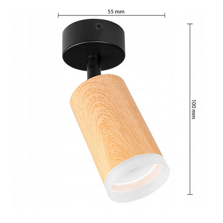 Lampa Ścienna Reflektor Kinkiet Spot GU10 Ruchomy Czarny Brązowy Woody Masterled