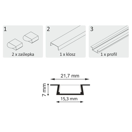 Profil Aluminiowy Osłona do Taśm Pasków LED Czarna Sanico Goldlux