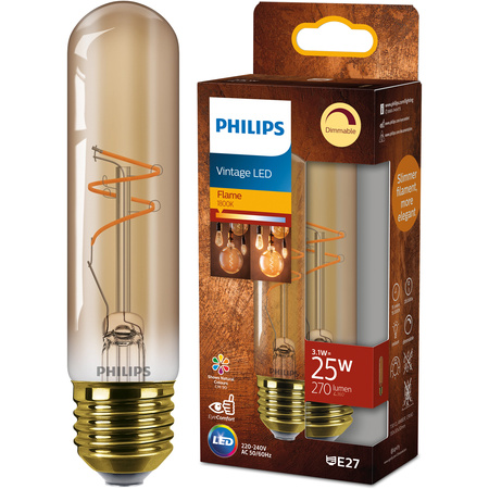 Żarówka LED E27 Tubularna T30 3.1W = 25W 270lm 1800K Ciepła CRI90 300° FILAMENT Vintage Bursztynowa Ściemnialna Decorative Philips