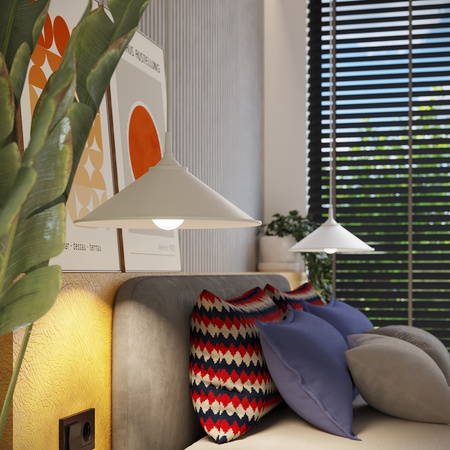 Lampa Sufitowa Wisząca Zwis E27 Geometryczna Biała Skandynawska Zuma Sollux