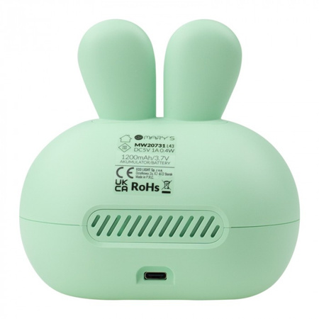 Zegar Elektroniczny dla Dzieci BUDZIK Zielony USB Akumulatorowy 1200mAh KRÓLIK MARY'S
