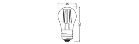 Żarówka LED P45 E27 3.4W = 40W 470lm 2700K Ciepła Ściemnialna 320° Filament Performance Class Ledvance