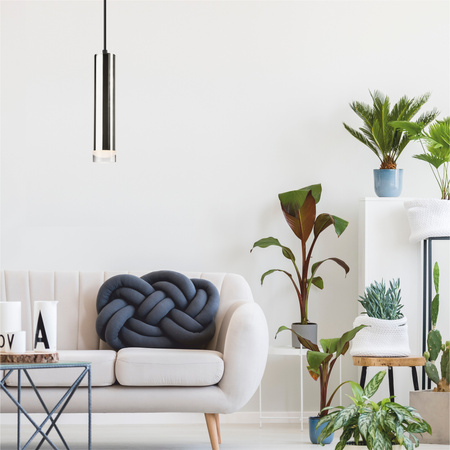 Lampa Wisząca Sufitowa DIEGO E27 Czarna Chrom LM-1.124 Lamkur