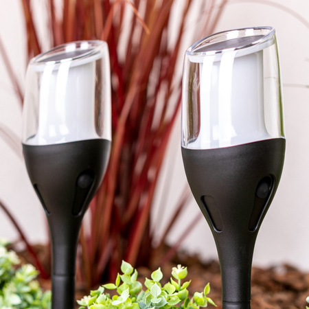 Zestaw 4x Lampa LED ogrodowa Pochodnia Solarna Słupek 65 cm Płomień Czujnik Zmierzchu