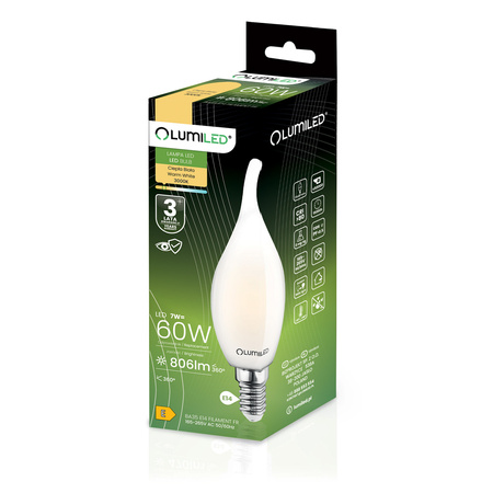 6x Żarówka LED E14 Świeczka BA35 7W = 60W 806lm 3000K Ciepła 360° LUMILED
