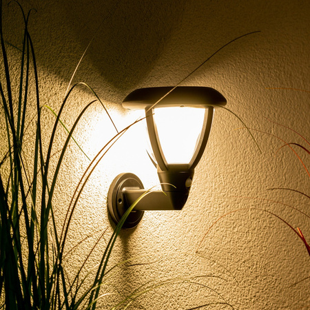Kinkiet Ogrodowy Solarny Elewacyjny LED Lampa Ścienna Oprawa z Czujnikiem Ruchu i Zmierzchu 4000K IP44