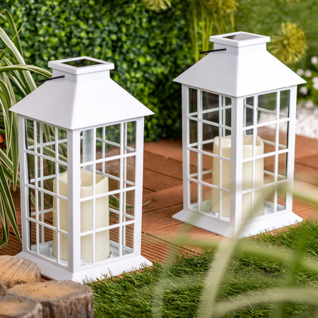 Lampa Solarna Ogrodowa LED Wisząca Latarenka Biała 27cm