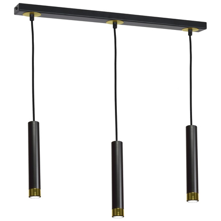 Lampa wisząca DANI 3xGU10 Wąski Klosz Czarna Złota MLP6240 Milagro Metal