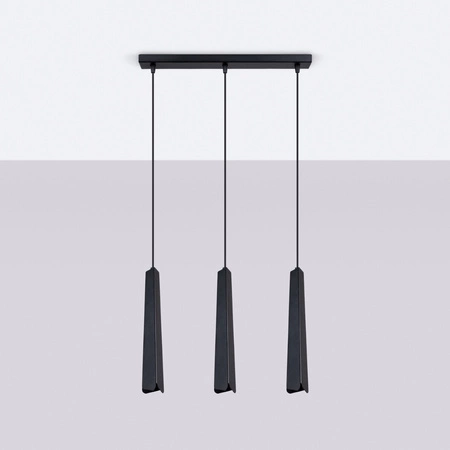 Lampa Sufitowa Wisząca Zwis 3x G9 Żyrandol Tubularna Czarna Skandynawska Prysm Sollux