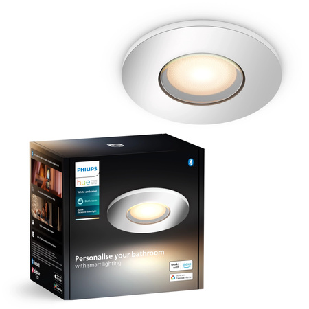 Oprawa Podtynkowa Wpuszczana LED Hermetyczna IP44 Łazienkowa 4.2W 400lm IP44 White Ambiance TW Chrom Inteligentna SMART Zigbee Bluetooth Adore Philips HUE