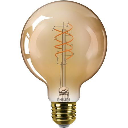 Żarówka LED E27 Kula G95 7.3W = 60W 806lm 2200K Ciepła CRI90 300° FILAMENT Vintage Bursztynowa Ściemnialna Decorative Philips