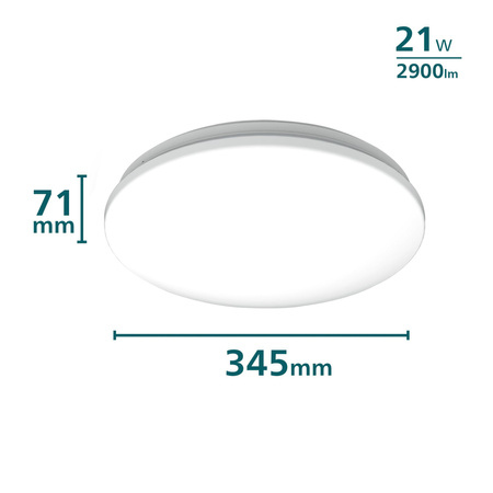 Lampa Sufitowa Plafon LED 21W 2900lm 4000K z Czujnikiem Zmierzchu Biała Acuna Philips