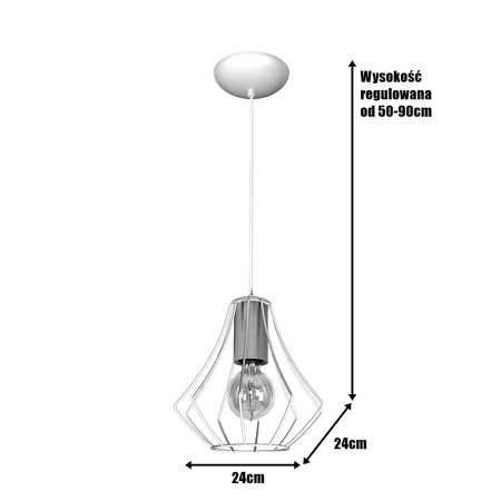 Lampa wisząca sufitowa WILL 1x E27 LOFT Biała Metal + drewno Milagro