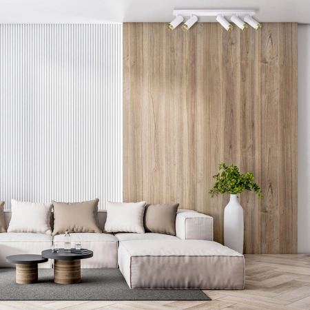 Oprawa Ścienno-Sufitowa Reflektor Punktowy 5x GU10 Biała Złota FADO Sanico Goldlux