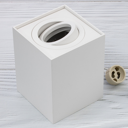 Oprawa Natynkowa HALOGENOWA Spot Tuba Ruchoma GU10 Kwadratowa Biała 115mm AMAT-L LUMILED