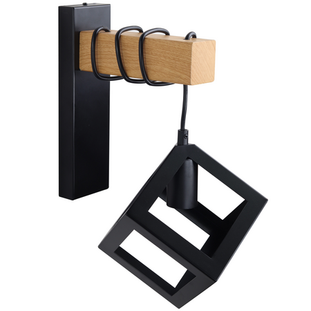 Kinkiet Ścienny Lampa SWEDEN 1x E27 Drewno Czarny GOLDLUX (Polux)