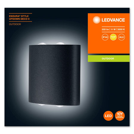 Lampa Ogrodowa Zewnętrzna Kinkiet Elewacyjny LED 10.5W 550lm 3000K IP44 Szary Endura Ledvance