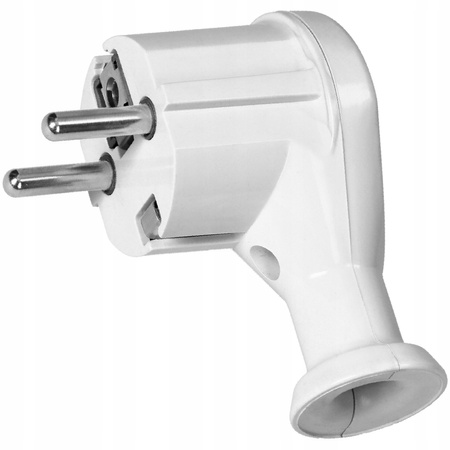 Wtyczka Elektryczna Kątowa Wtyk 2P+Z UNI-SCHUKO z Uziemieniem Biała ORNO