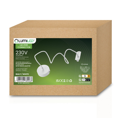 Adapter Zasilający do Szynoprzewodów Baza Montażowa 1F Biała LUMILED