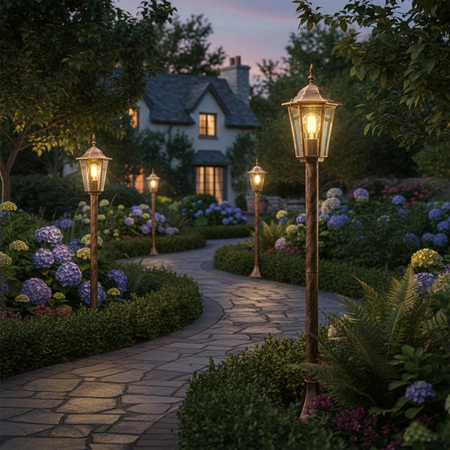 Lampa Ogrodowa Zewnętrzny E27 Niski SŁUPEK LATARNIA 110cm Patyna BELLIS LUMILED