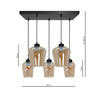 Lampa wisząca SANTIAGO 5xE27 Klosz Bursztynowe Szkło MLP6617 Metal + Szkło