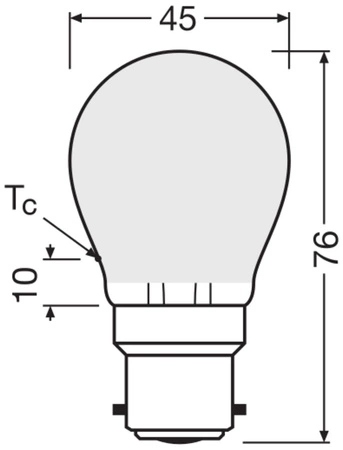 Żarówka LED P45 B22d 4.8W = 40W 470lm 2700K Ciepła Biała FILAMENT ŚCIEMNIALNA LEDVANCE