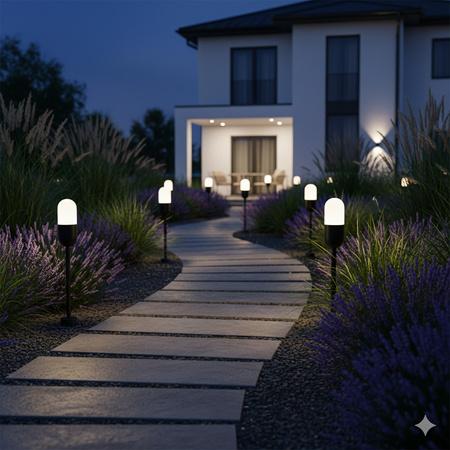 Słupek ogrodowy HORTEN 1x E27 44 cm GOLDLUX (Polux) Czarny 314154