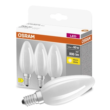 3PAK Żarówka LED E14 B35 5,5W = 60W 806lm 2700K Ciepła 300° Filament OSRAM BASE