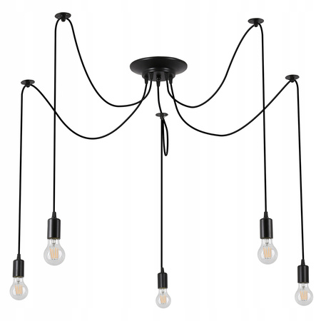 Lampa Sufitowa Oprawa Wisząca 5x E27 Czarna Nido Masterled
