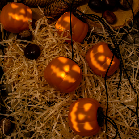 Girlanda Bateryjna 8xLED Ozdobne Dynie 4,45m Lampki Halloween + USB C