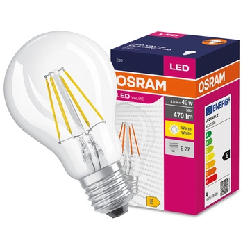 Żarówka LED E27 A60 4W = 40W 470lm 2700K Ciepła 300° OSRAM Filament