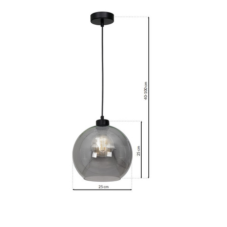 Lampa wisząca SOFIA 1xE27 MLP6577 Przydymiony Klosz Kula Milagro Metal + Szkło