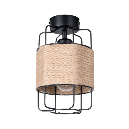 Lampa Sufitowa Oprawa Natynkowa E27 Geometryczna Geometryczna Czarna Industrialna Gizur Sollux
