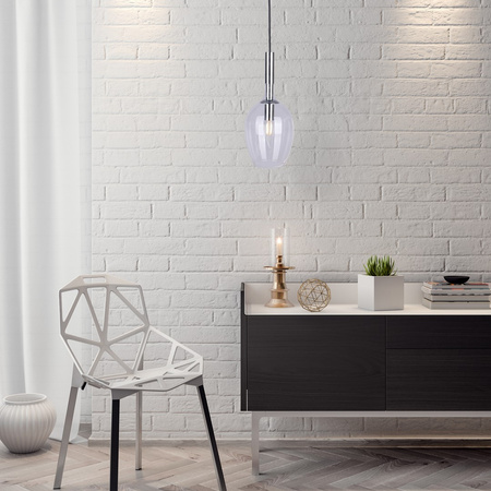 Lampa wisząca TANGO 1xE14 Opływowy Klosz Transparentny Milagro ML6163 Metal + Szkło