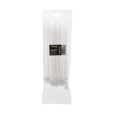 Opaski Zaciskowe Kablowe 3.6x200 mm Białe TRYTYTKI TRYTKI ZIPERKI PREMIUM OKP-36200W .MORE 100 szt.