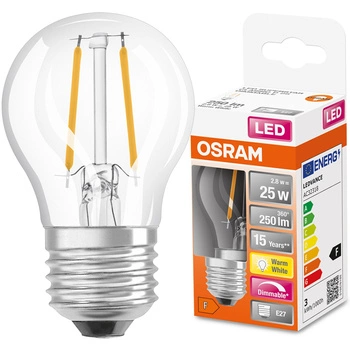 Żarówka LED E27 P45 2,8W = 25W 250lm 2700K 320° Filament Ściemnialna OSRAM SUPER STAR