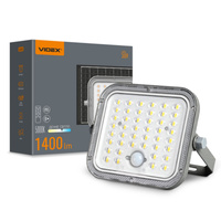 Naświetlacz Lampa Solarna z Czujnikiem 20W 1400lm 5000K Neutralna 90° 3.2V IP65 IK07 Natynkowy Szary VIDEX