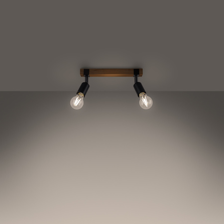 Lampa Sufitowa Oprawa Natynkowa SPOT TUBA Reflektor 2x E27 Punktowa Ruchoma Nieregularna Czarna Brązowa Nowoczesna Zuca Sollux