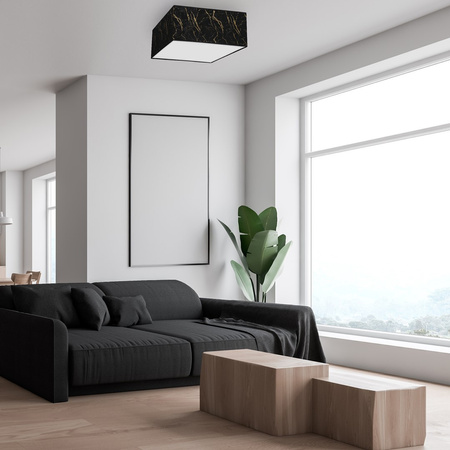 Plafon LED Lampa Sufitowa SENSO Czarna Złota Kwadrat 2xE27 Milagro