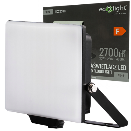 Naświetlacz LED Lampa Reflektor 30W 2700lm 4000K Neutralna IP65 NL-2 Ecolight