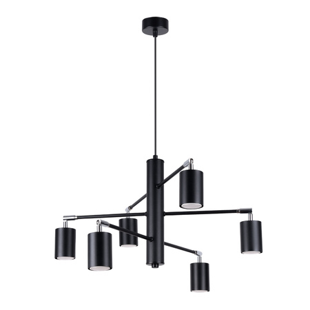 Lampa Sufitowa Wisząca Zwis 6x GU10 Żyrandol Tubularna Czarna Nowoczesna Lemmi Sollux