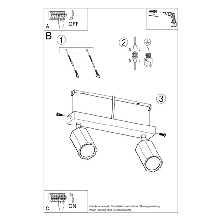 Lampa Sufitowa Oprawa Natynkowa SPOT TUBA Reflektor 2x GU10 Ruchoma Geometryczna Brązowa Skandynawska Zeke Sollux