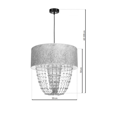 Lampa wisząca ALMERIA 1xE27 Elegancka Sznury Korali Srebrna MLP6437 Milagro Metal + Tworzywo sztuczne+ Tkanina