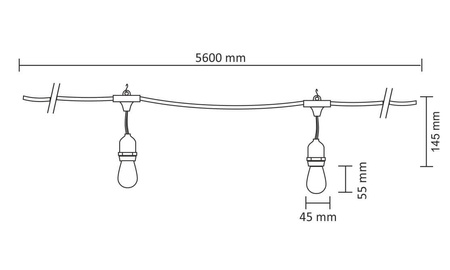 GIRLANDA OGRODOWA ozdobna 5,6m 10xE27 Filament 6W GOLDLUX (Polux)
