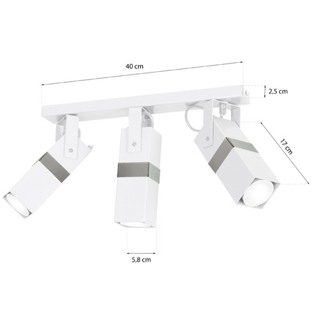 Lampa sufitowa 3x GU10 Spot Biały + Srebrny VIDAR Milagro Styl nowoczesny