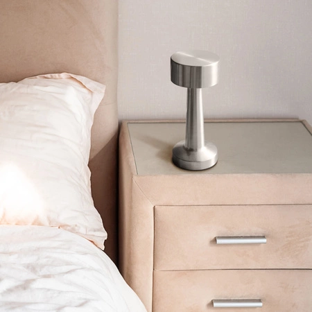 Lampka Dekoracyjna LED Stołowa Biurkowa Srebrna Ściemnialna Simply Sanico Goldlux