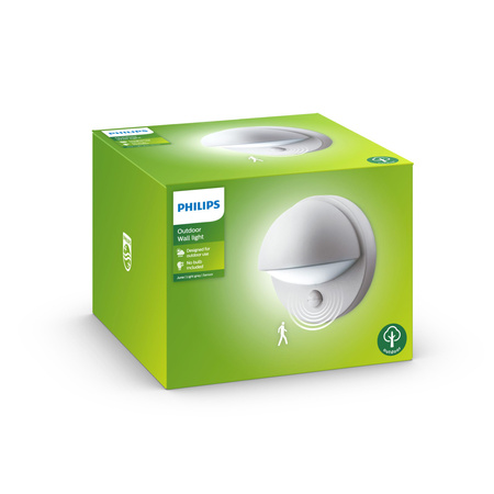 Kinkiet Ogrodowy Lampa Elewacyjna Zewnętrzna E27 IP44 z Czujnikiem Ruchu i Zmierzchu Szara June Philips