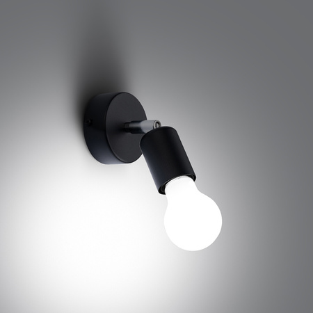 Lampa Ścienna Kinkiet E27 Tuba Ruchoma Czarna Minimalistyczna Fornes Sollux