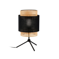 Lampa Stołowa Biurkowa Nocna BOHO BLACK Rattanowa Czarno Styl Boho E27 5567 TK Lighting