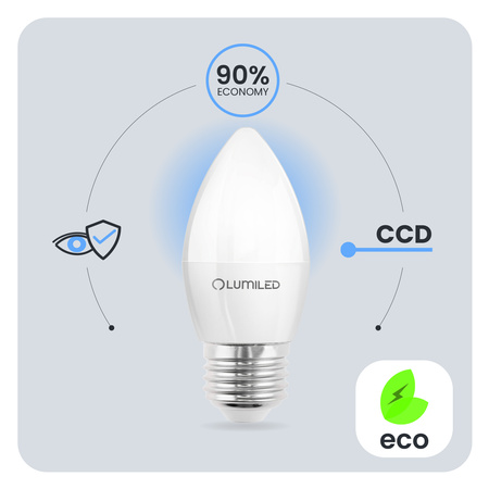 Żarówka LED E27 Świeczka B35 8W = 60W 806lm 3000K Ciepła 180° LUMILED